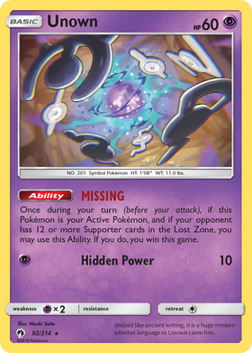Unown (92/214) [Sol y Luna: Trueno Perdido] 