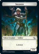 Ficha de doble cara con el emblema de Soldado // Wrenn y Realmbreaker [Fichas de Marcha de las Máquinas] -1