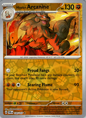 Arcanine hisuiano (100/167) [Scarlet &amp; Violet: Mascarada del crepúsculo] 