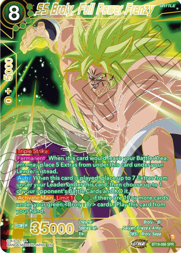 SS Broly, Full Power Frenzy (SPR) (BT19-088) [Ambición del luchador] 
