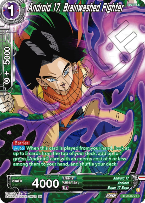 Androide 17, luchador con lavado de cerebro (lámina plateada) (BT20-072) [Poder absorbido] 