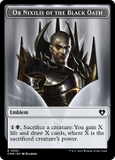 Clue // Ob Nixilis of the Black Oath Emblem Double-Sided Token [Commander Masters Tokens]-2