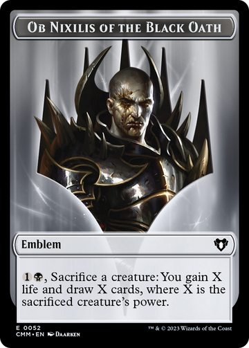 Clue // Ob Nixilis of the Black Oath Emblem Double-Sided Token [Commander Masters Tokens] - 0