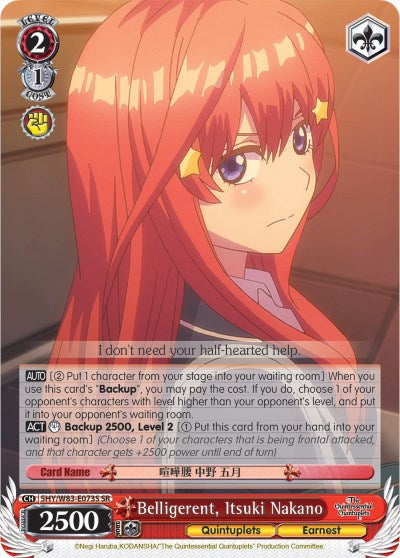 Beligerante, Itsuki Nakano (5HY/W83-E073S SR) [Las quintillizas por excelencia] 