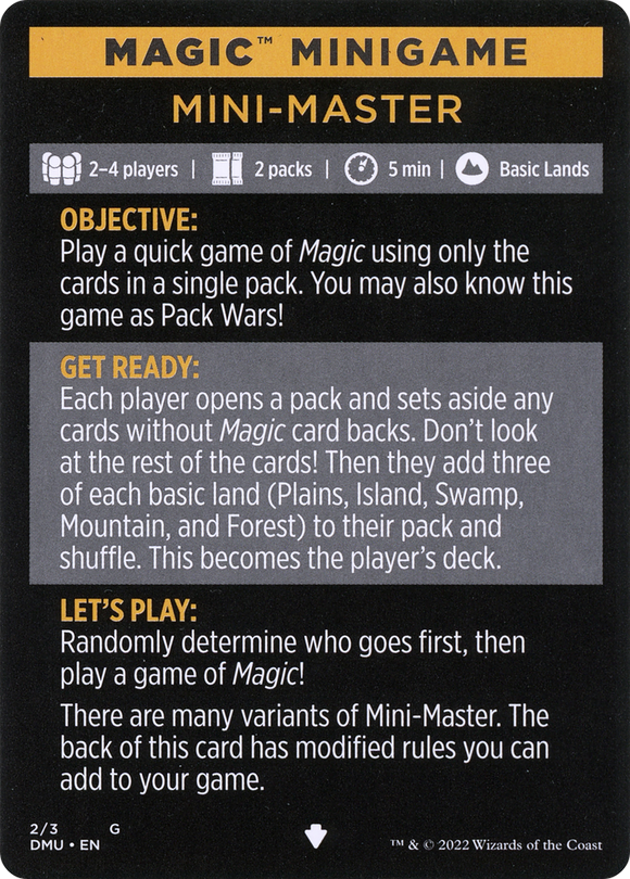 Mini-Master (Minijuego mágico) [Minijuego de Commander Legends: Battle for Baldur's Gate] 