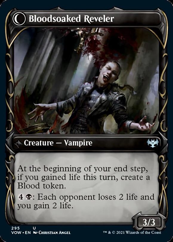 Buscador de sangre inquieto // Juerguista empapado de sangre (marco de colmillo de exhibición) [Innistrad: Crimson Vow] 