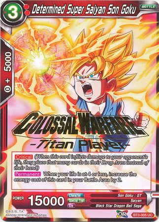 Son Goku, el Super Saiyan Determinado (con el sello del jugador Titán) (BT3-005) [Mundos cruzados] 