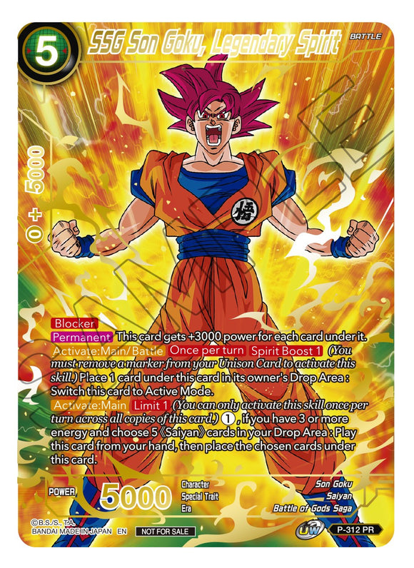 SSG Son Goku, espíritu legendario (sello dorado) (P-312) [Tarjetas de promoción] 