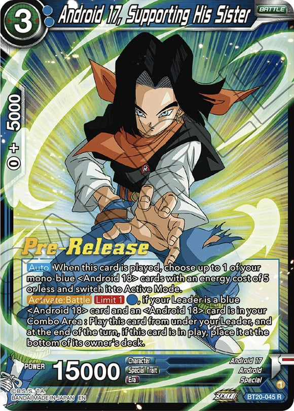 Androide 17, apoyando a su hermana (BT20-045) [Promociones de prelanzamiento de Power Absorbed] 