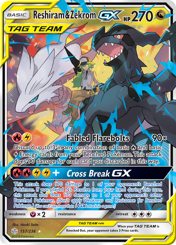 Reshiram y Zekrom GX (157/236) [Sol y Luna: Eclipse Cósmico] 