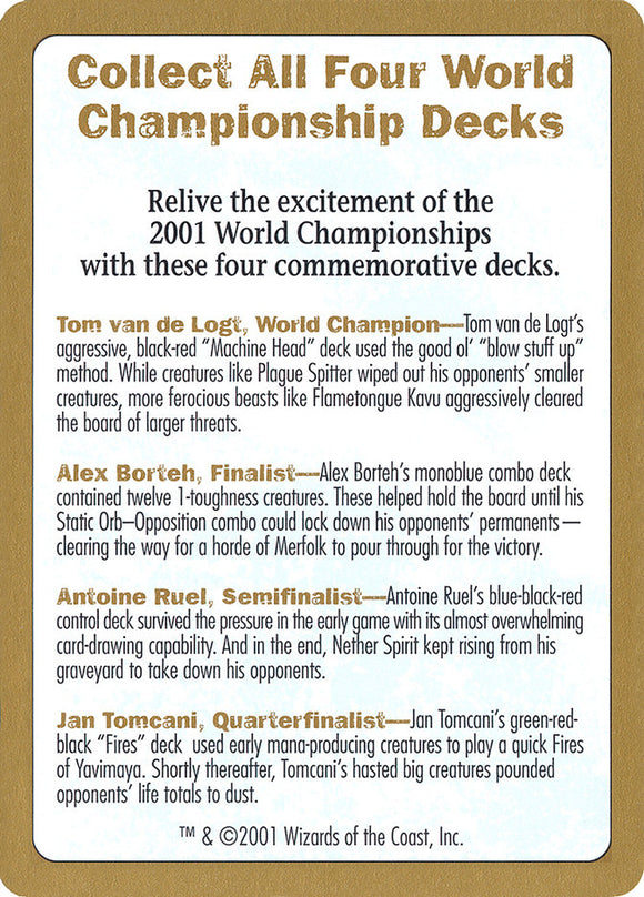Anuncio del Campeonato Mundial 2001 [World Championship Decks 2001] 