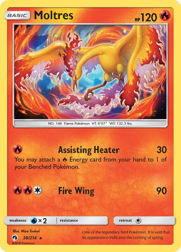 Moltres (38/214) (Let's Play, Eevee) Holo de hielo agrietado) (Exclusivo del mazo temático) [Sol y Luna: Trueno perdido] 