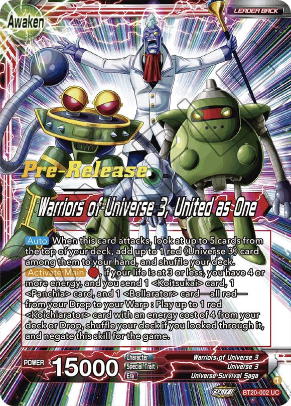 Paparoni // Guerreros del Universo 3, Unidos como Uno (BT20-002) [Promociones de prelanzamiento de Power Absorbed] 