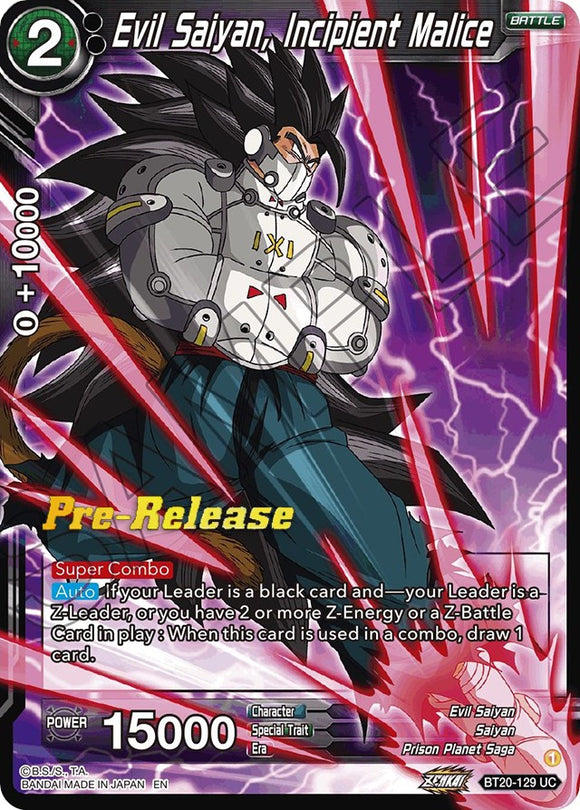 Saiyan malvado, malicia incipiente (BT20-129) [Promociones de prelanzamiento de Power Absorbed] 