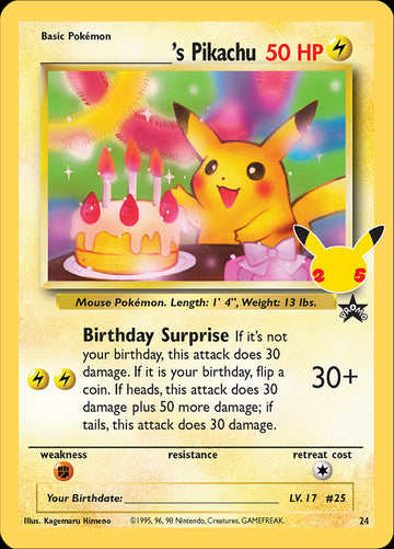 El Pikachu de _____ (24) [Celebraciones: 25.º aniversario - Colección clásica] 