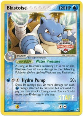 Blastoise (14/100) (Bastón de promoción del Campeonato Nacional) [EX: Guardianes de Cristal] 
