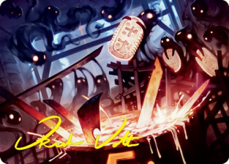 Tarjeta de arte de Smoke Spirits' Aid (firma estampada en dorado) [Serie de arte Kamigawa: Neon Dynasty] 