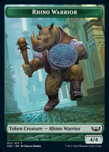 Cat // Rhino Warrior Double-Sided Token [Streets of New Capenna Tokens] - 0