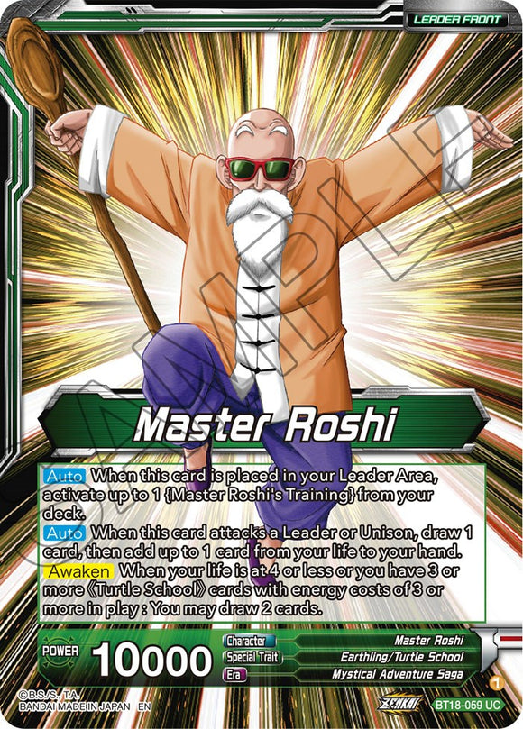 Maestro Roshi // Son Goku, Krillin, Yamcha y el Maestro Roshi reunidos (BT18-059) [Promociones de prelanzamiento de Dawn of the Z-Legends] 
