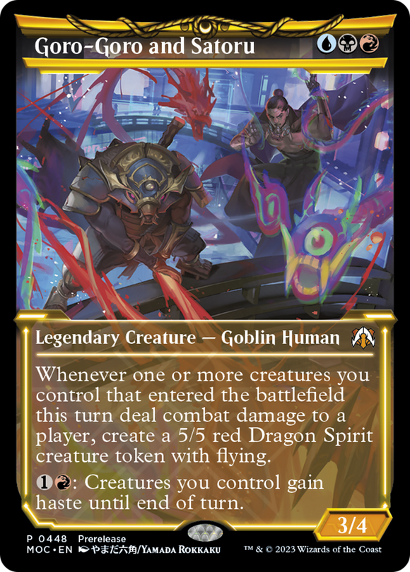 Goro-Goro y Satoru (Muestra de diversión con Planar Booster) [Promociones de prelanzamiento de March of the Machine Commander] 