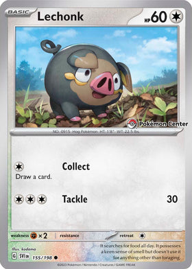 Lechonk (155/198) (Exclusivo de Pokémon Center) [Scarlet &amp; Violet: Base Set] 