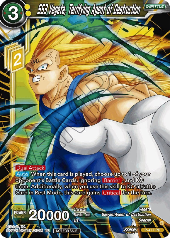 SS3 Vegeta, agente aterrador de la destrucción (lámina plateada) (P-477) [Tarjetas de promoción de torneos] 