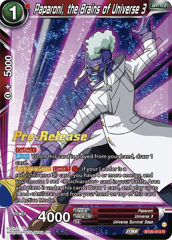 Paparoni, los cerebros del Universo 3 (BT20-013) [Promociones de prelanzamiento de Power Absorbed] 