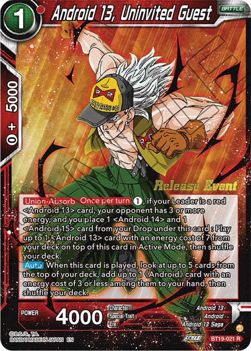 Androide 13, invitado no invitado (paquete de vacaciones Ambición del luchador) (BT19-021) [Tarjetas de promoción de torneos] 