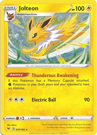 Jolteon (047/185) (Holo cosmos) [Espada y escudo: voltaje vívido] 
