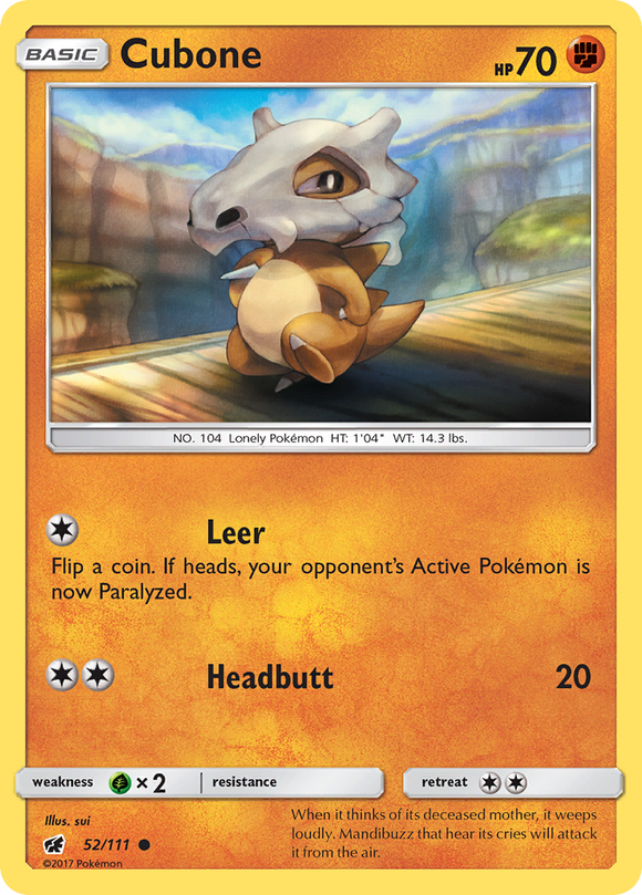 Cubone (52/111) [Sol y Luna: Invasión Carmesí] 