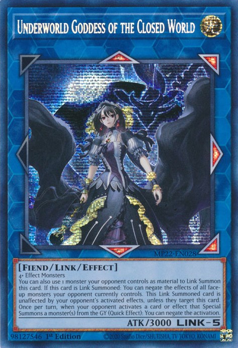 Diosa del Inframundo del Mundo Cerrado [MP22-EN028] Prismatic Secret Rare 