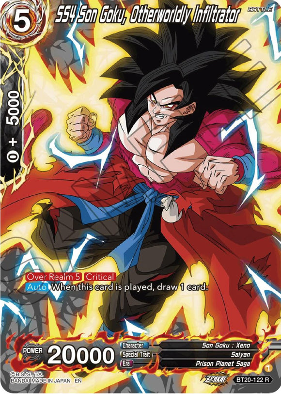 SS4 Son Goku, Infiltrador de otro mundo (Lámina plateada) (BT20-122) [Poder absorbido] 