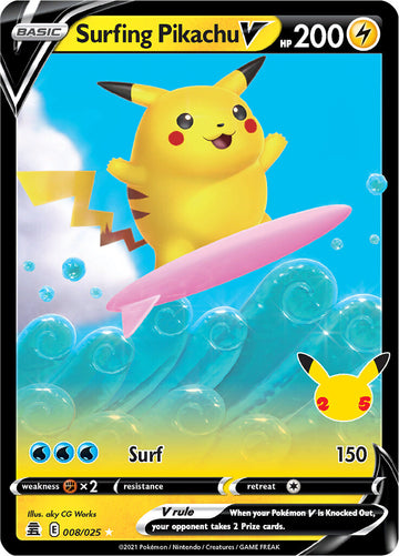Pikachu surfista V (008/025) [Celebraciones: 25 aniversario] 
