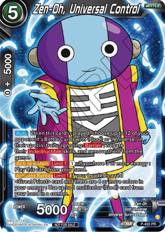 Zen-Oh, Universal Control (Paquete de torneo de la serie Zenkai vol. 3) (P-493) [Tarjetas de promoción de torneo] 