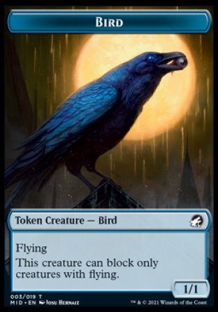 Zombie (005) // Bird Double-Sided Token [Innistrad: Midnight Hunt Tokens] - 0