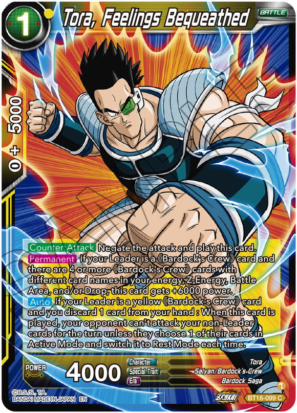 Tora, Sentimientos Legados (BT18-099) [El amanecer de las Z-Leyendas] 