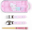 Sanrio Fork Spoon Chopsticks Tableware Set with Case - Hello Kitty-1