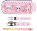 Sanrio Fork Spoon Chopsticks Tableware Set with Case - My Melody-1