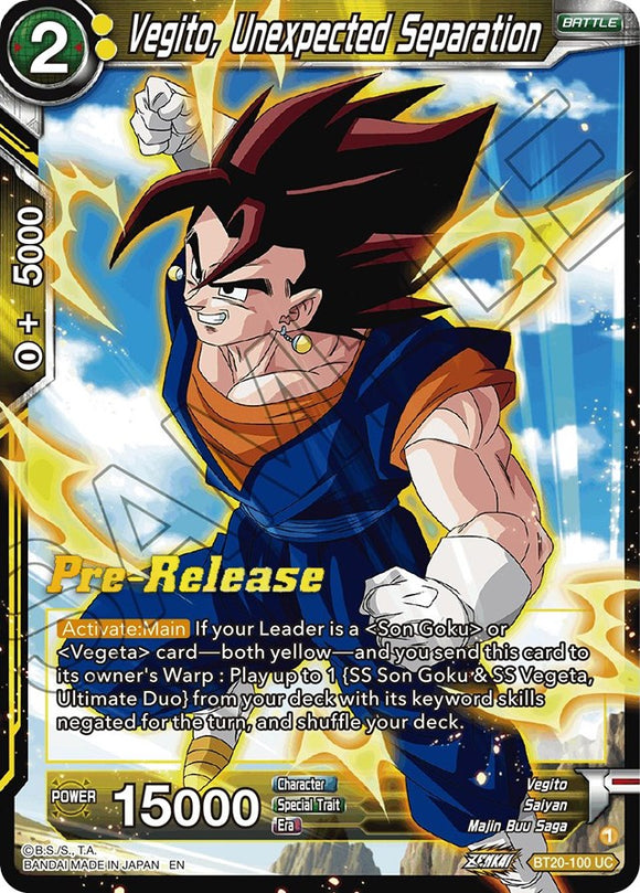 Vegito, separación inesperada (BT20-100) [Promociones de prelanzamiento de Power Absorbed] 