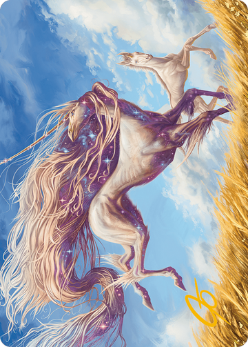Tarjeta de arte del unicornio de Nyxborn (firma estampada en dorado) [Serie de arte Modern Horizons 3] 