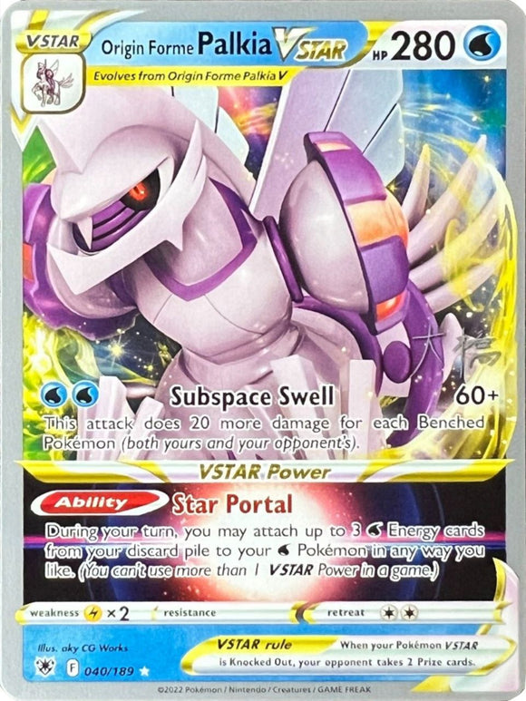 Forma original Palkia VSTAR (040/189) (Ice Rider Palkia - Rikuto Ohashi) [Campeonato Mundial 2022] 