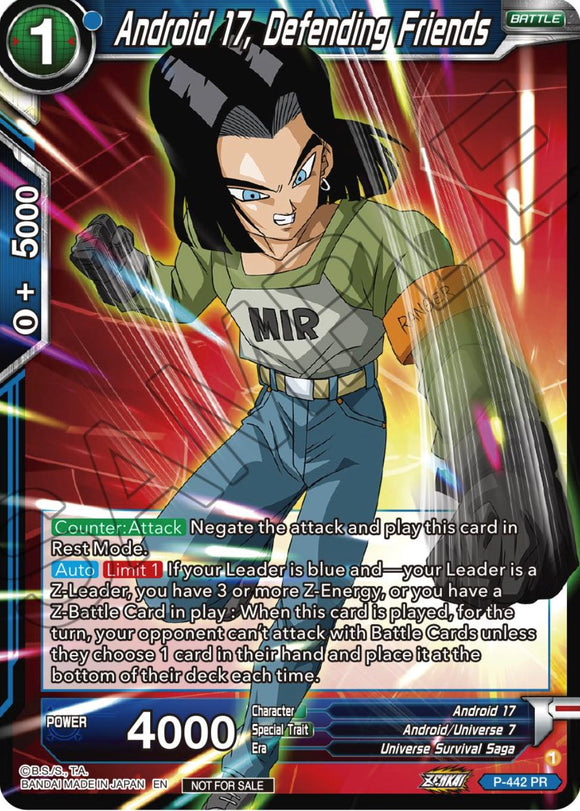 Androide 17, Defendiendo a los amigos (Paquete de torneo de la serie Zenkai Vol. 2) (P-442) [Tarjetas de promoción de torneo] 