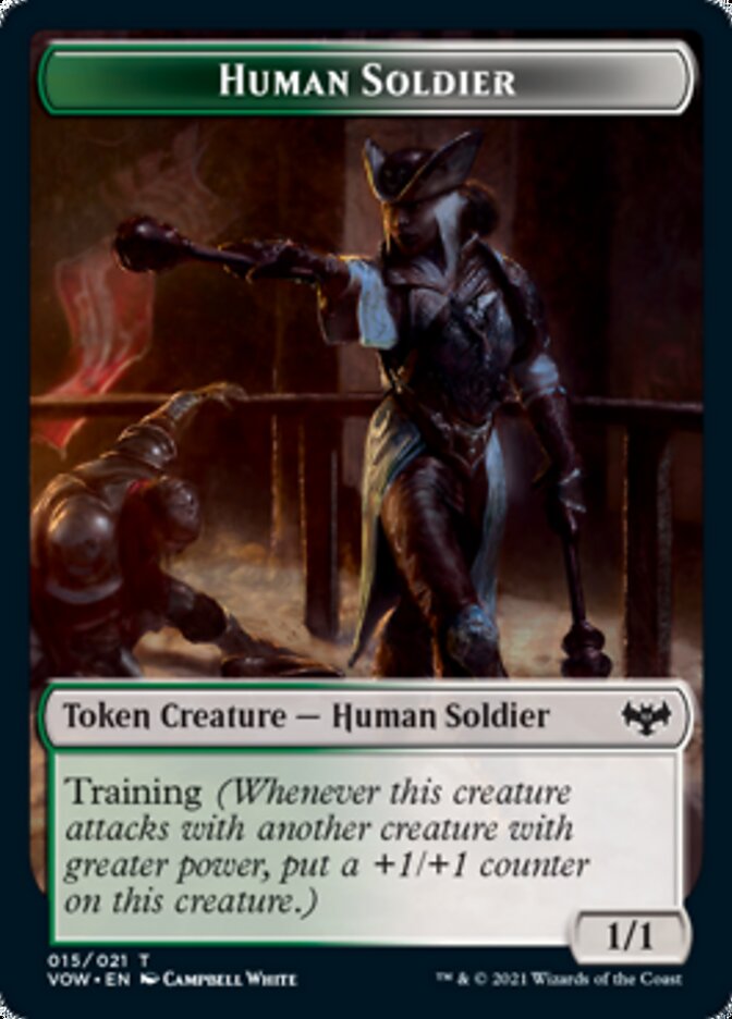 Zombie (008) // Human Soldier Double-Sided Token [Innistrad: Crimson Vow Tokens] - 0