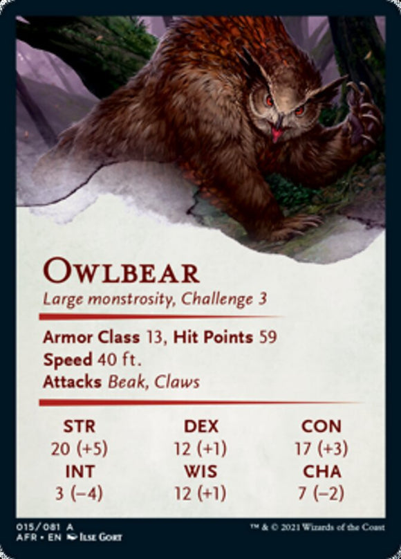 Tarjeta de arte de Owlbear [Serie de arte de Dungeons &amp; Dragons: Adventures in the Forgotten Realms] 