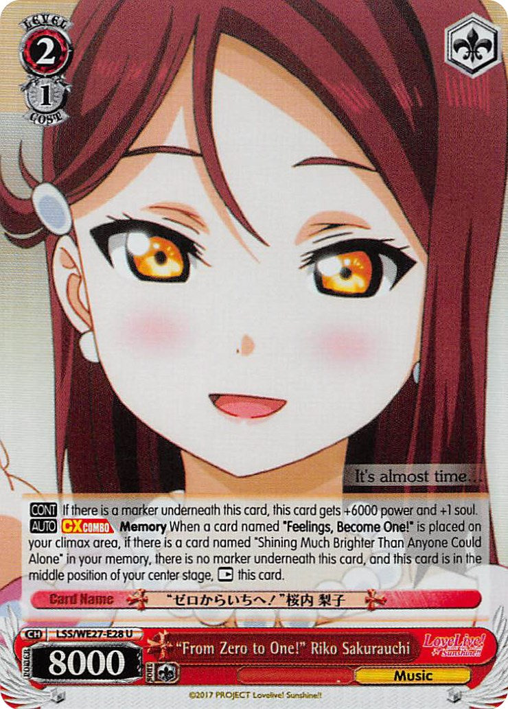 "From Zero to One!" Riko Sakurauchi (LSS/WE27-E28 U) (Parallel Foil) [Love Live! Sunshine!! Extra Booster]