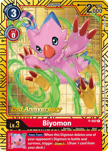 Biyomon [P-002] (Juego de cartas del 2.º aniversario) [Tarjetas promocionales]
