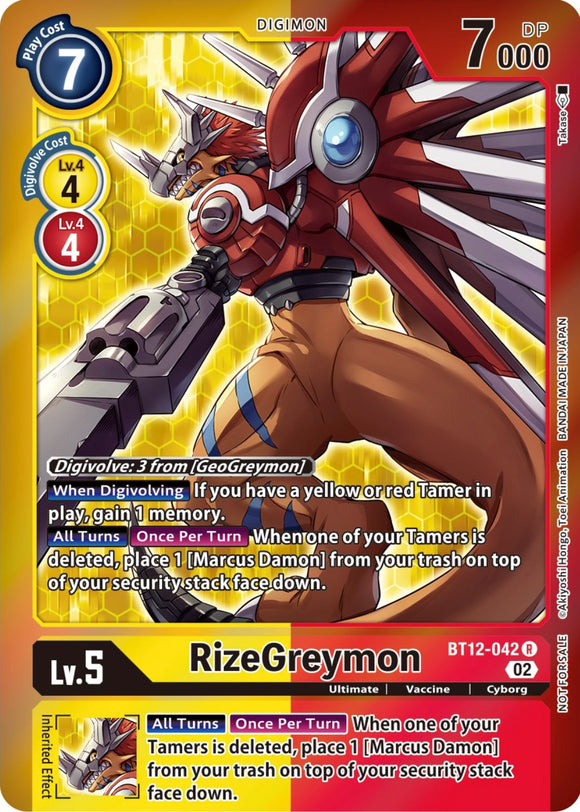 RizeGreymon [BT12-042] (Fiesta de domadores -Especial-) [Promociones de Across Time] 