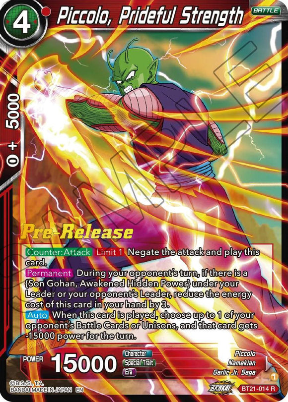 Piccolo, fuerza orgullosa (BT21-014) [Tarjetas de prelanzamiento de Wild Resurgence] 