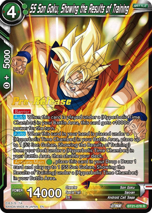SS Son Goku, mostrando los resultados del entrenamiento (BT21-078) [Tarjetas de prelanzamiento de Wild Resurgence] 