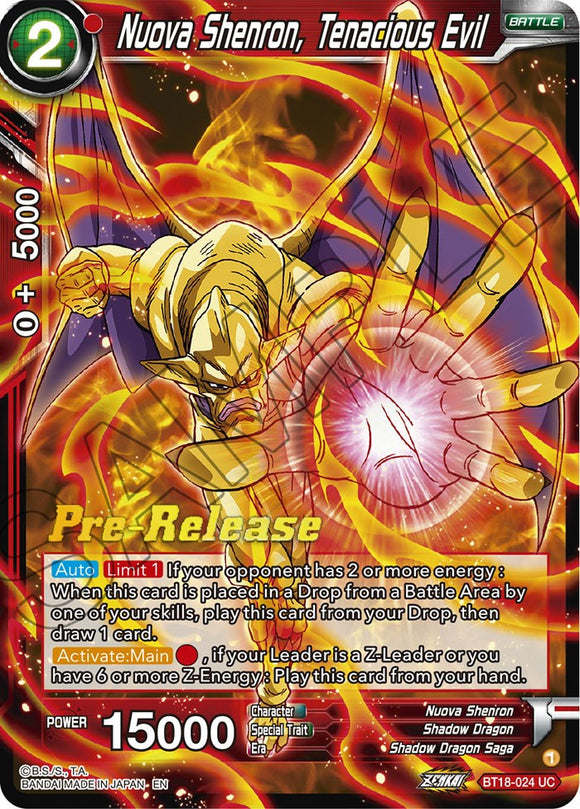 Nueva Shenron, Tenacious Evil (BT18-024) [Promociones de prelanzamiento de Dawn of the Z-Legends] 